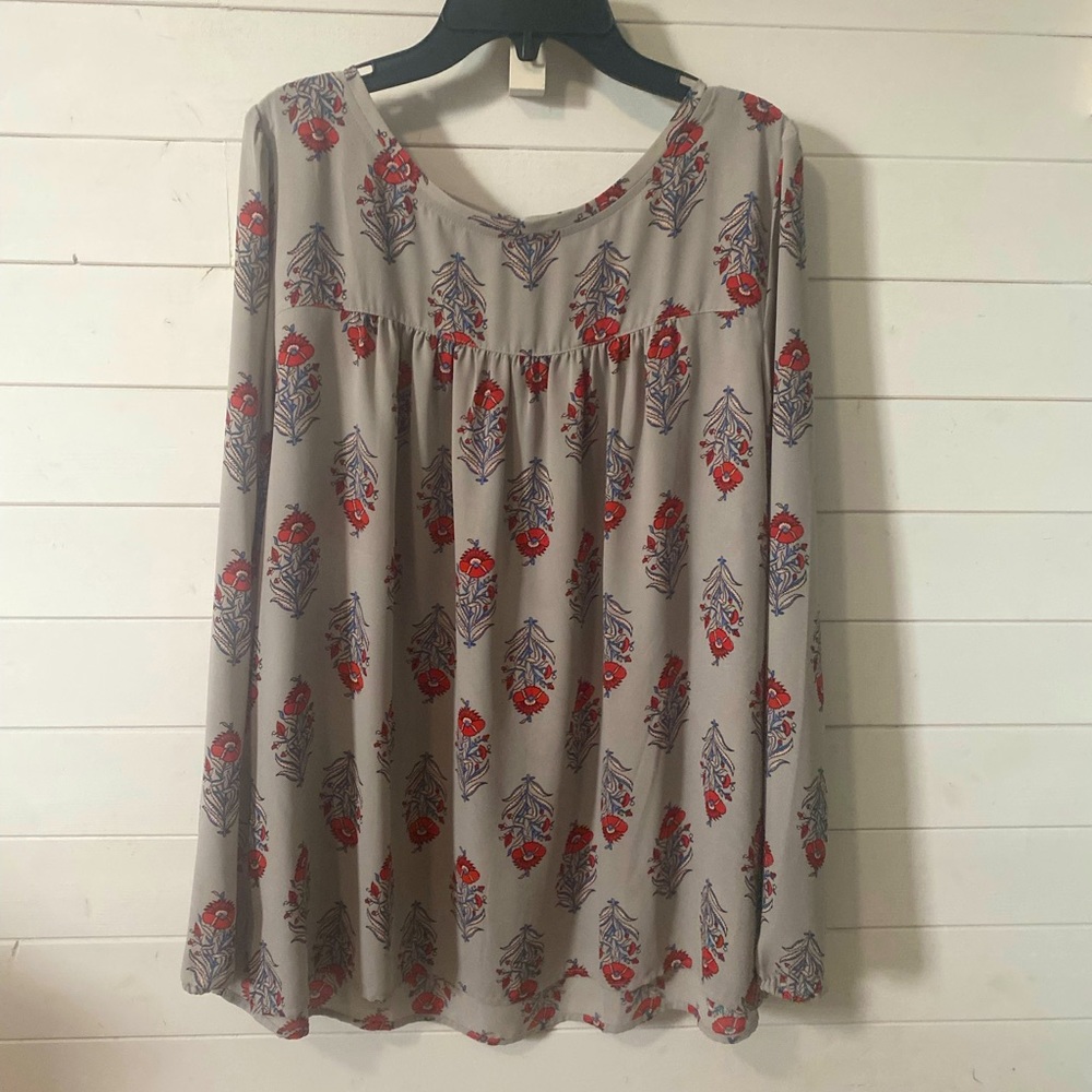 Loft block print blouse